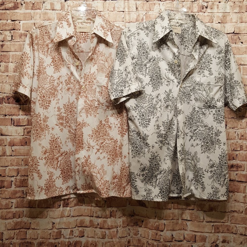Arrow 2 Shirt Sleeve Button Down Shirt Bundle Green/White Rust/White